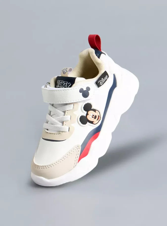 Mickey Mouse Applique Sneakers with Hook and Loop Closure-1
