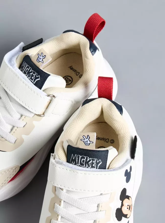 Mickey Mouse Applique Sneakers with Hook and Loop Closure-2
