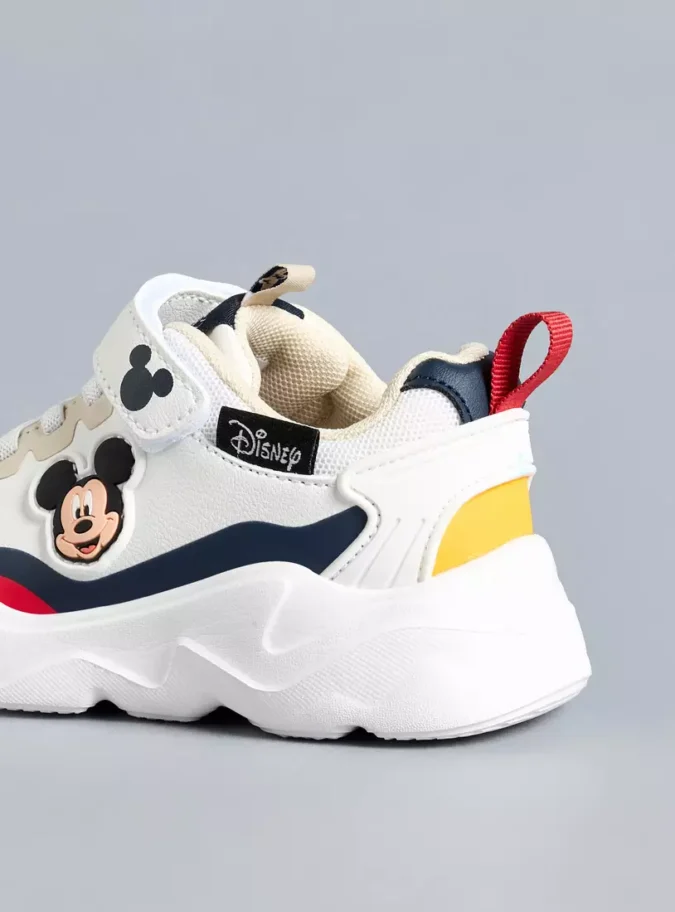Mickey Mouse Applique Sneakers with Hook and Loop Closure-3