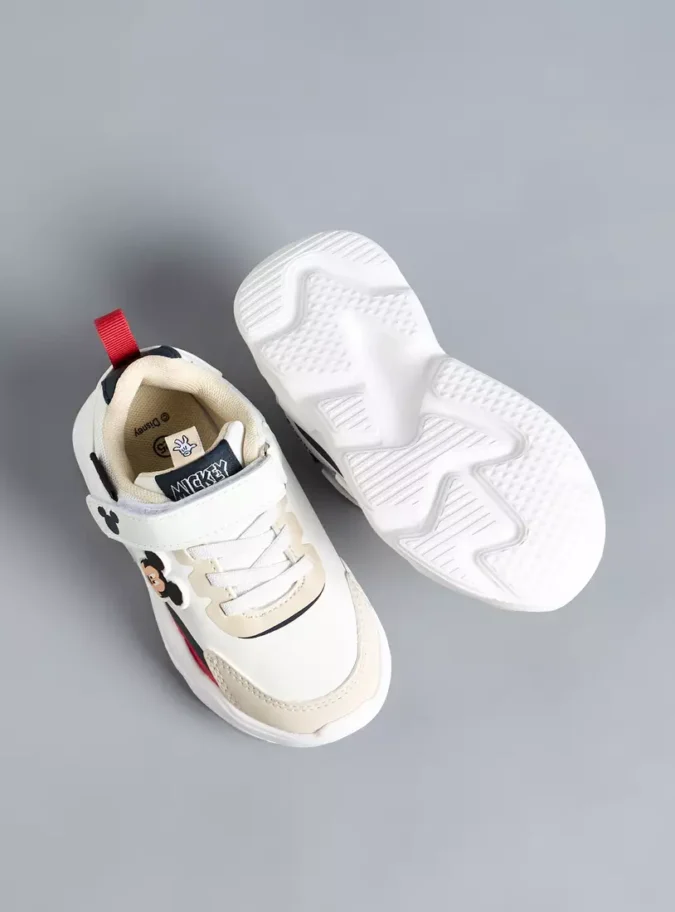 Mickey Mouse Applique Sneakers with Hook and Loop Closure-4