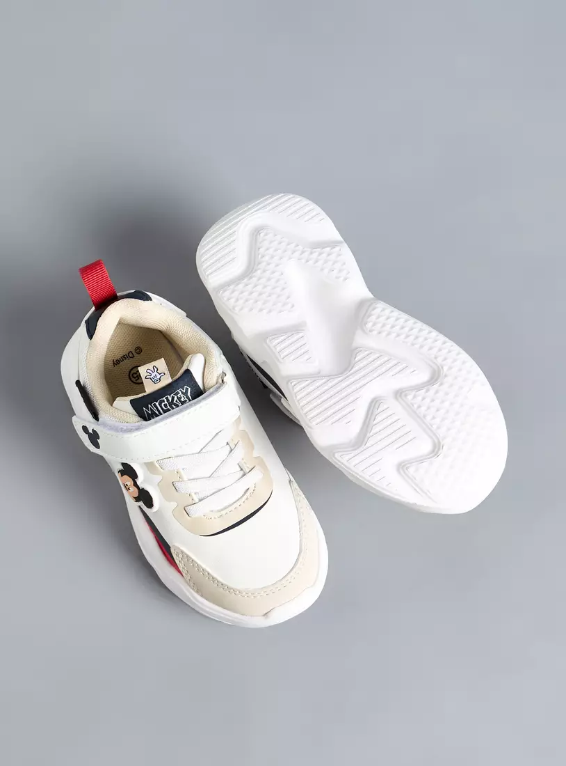 Mickey Mouse Applique Sneakers with Hook and Loop Closure-4