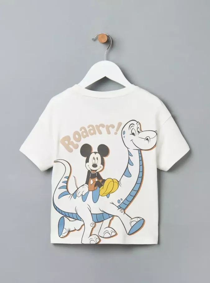 Mickey Mouse Face Applique Cotton T-shirt-1