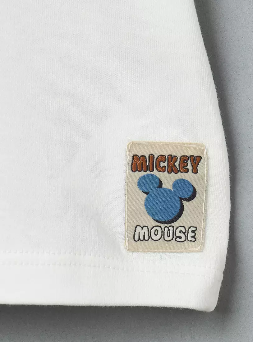 Mickey Mouse Face Applique Cotton T-shirt-4