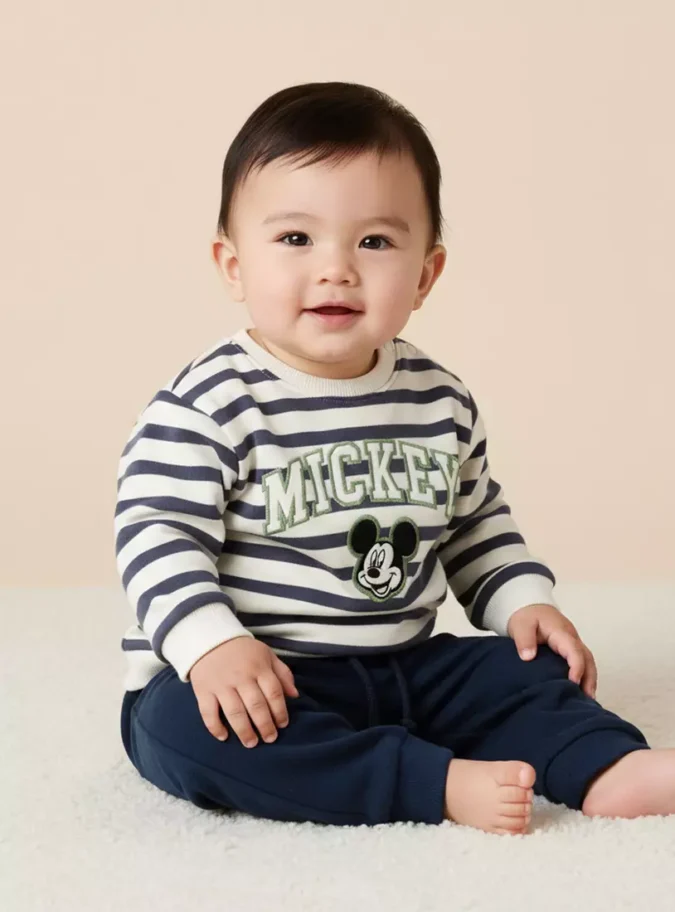 Mickey Mouse Print Cotton Sweatshirt-1