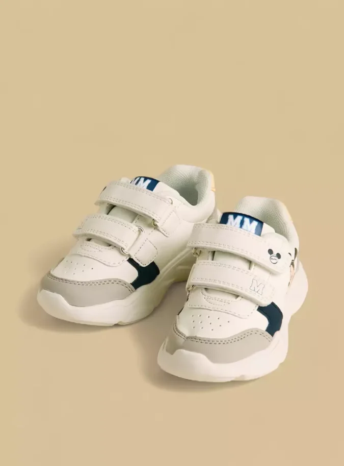 Mickey Mouse Print Sneakers with Hook and Loop -1