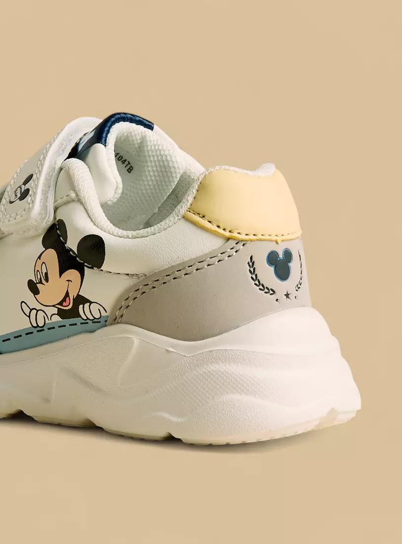 Mickey Mouse Print Sneakers with Hook and Loop -3
