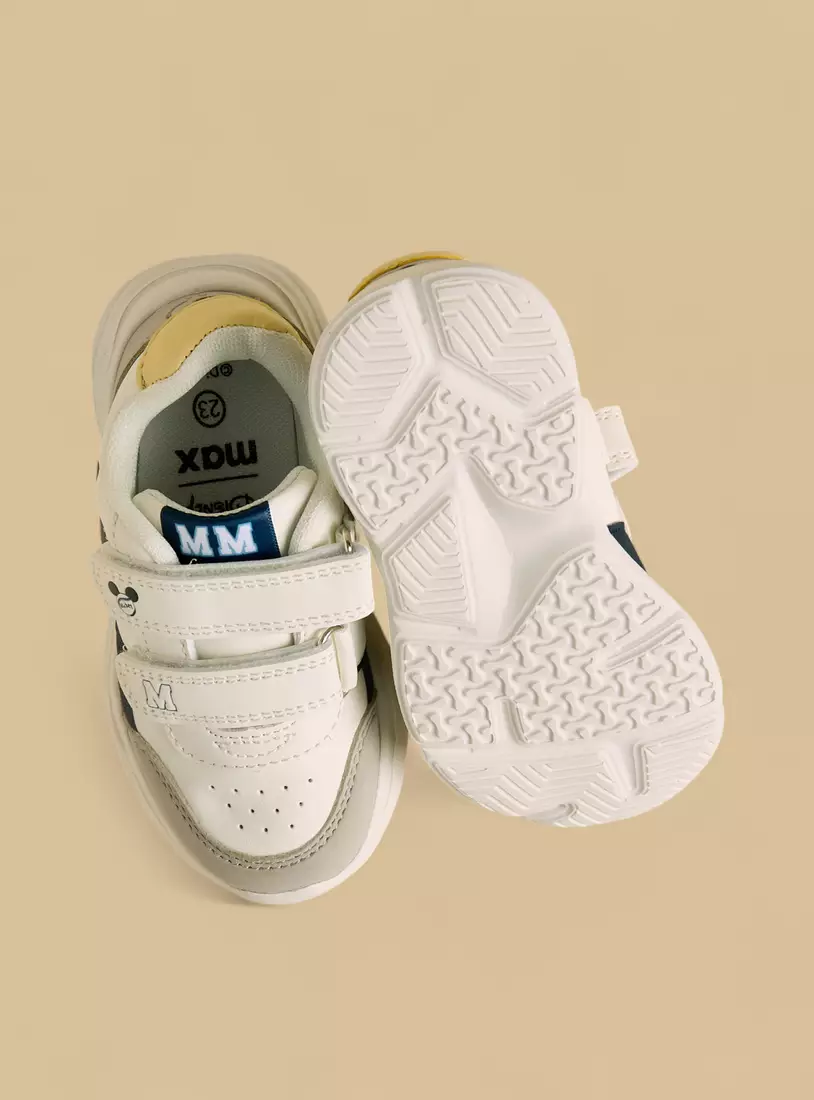 Mickey Mouse Print Sneakers with Hook and Loop -4