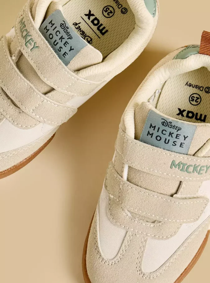 Mickey Mouse Print Sneakers with Hook and Loop Closure-2