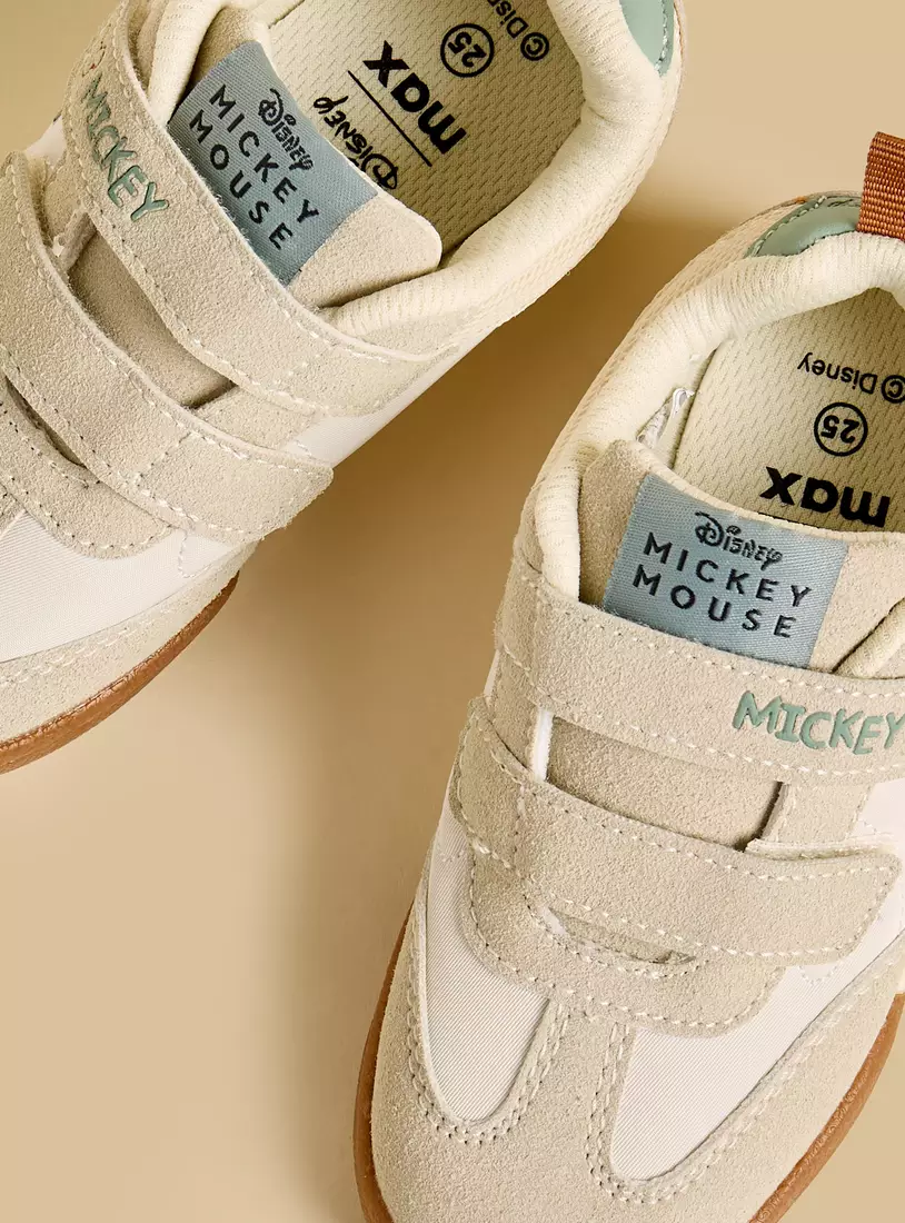 Mickey Mouse Print Sneakers with Hook and Loop Closure-2