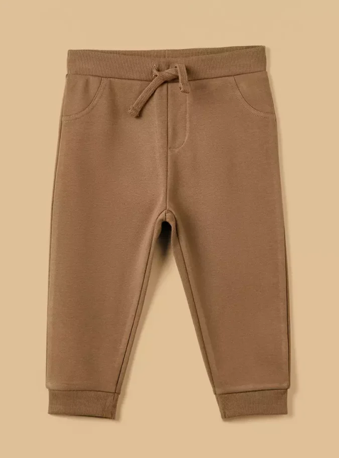 Mid-Rise Drawstring Closure Cotton Joggers-1