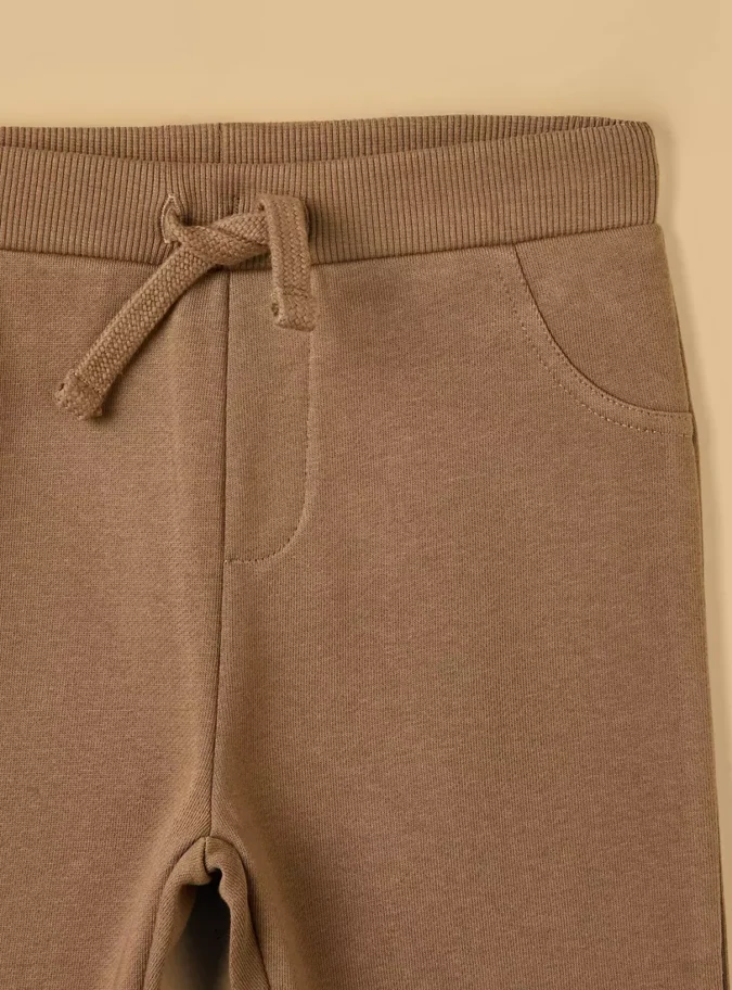 Mid-Rise Drawstring Closure Cotton Joggers-3