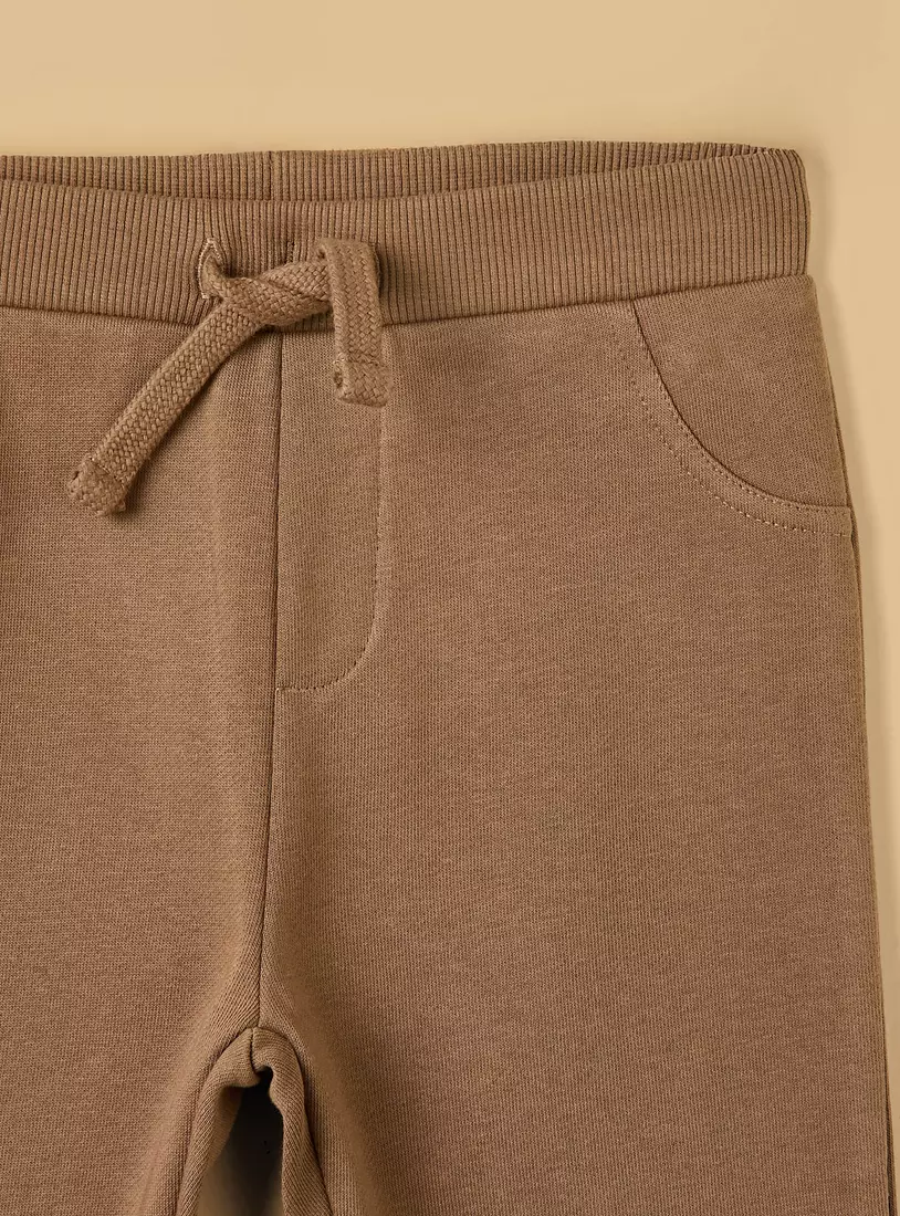 Mid-Rise Drawstring Closure Cotton Joggers-3