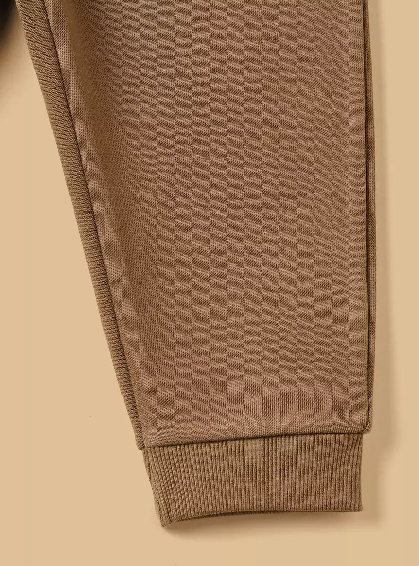 Mid-Rise Drawstring Closure Cotton Joggers-4