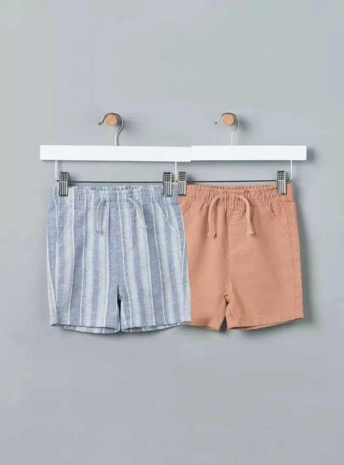 Pack of 2 - Assorted Linen Blend Shorts-1