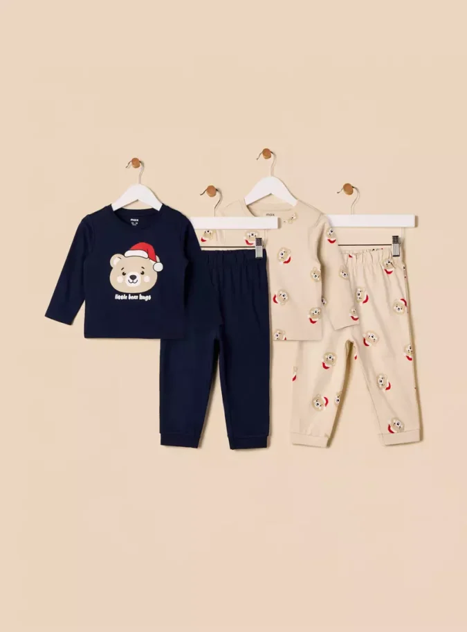 Pack of 2 - Bear Print Cotton Pyjama Set-1
