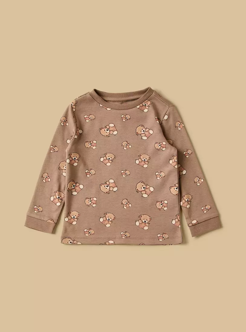 Pack of 2 - Bear Print Cotton Pyjama Set-3