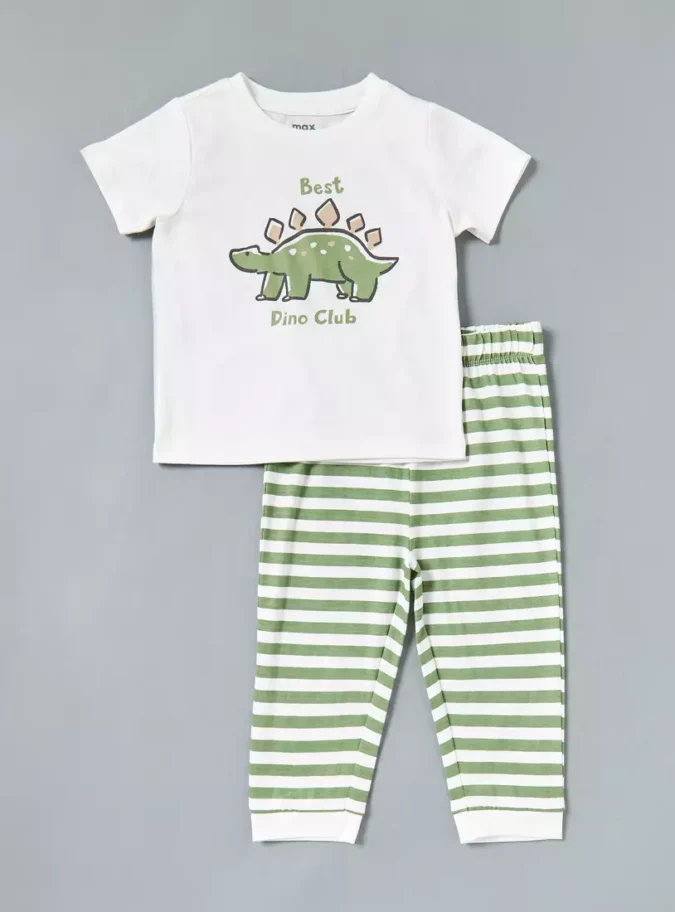 Pack of 2 - Dinosaur Print Cotton Pyjama Set-2
