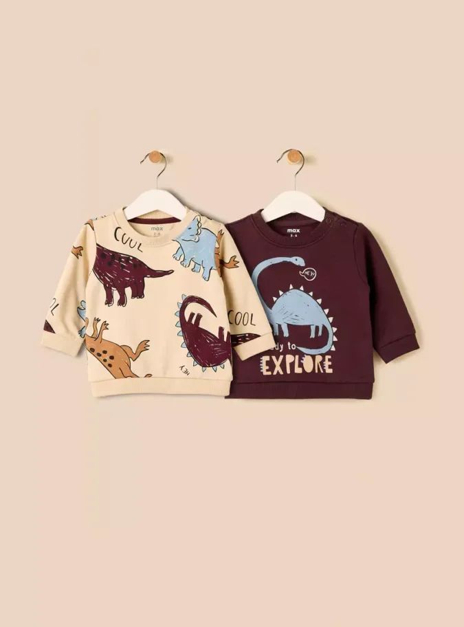 Pack of 2 - Dinosaur Print Cotton Sweatshirt-1