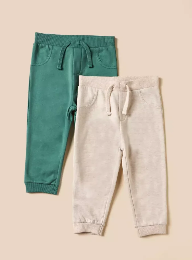 Pack of 2 - Plain Cotton Joggers-1