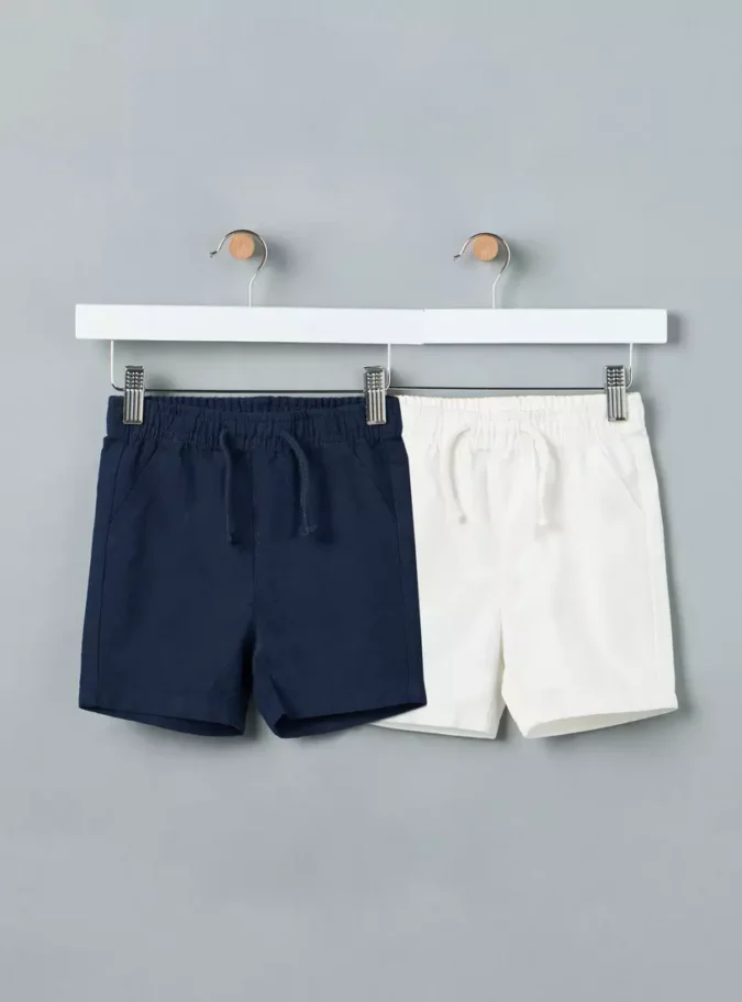 Pack of 2 - Plain Cotton Shorts-1