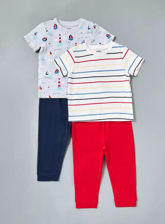 Pack of 2 - Printed Cotton Pyjama Set-1