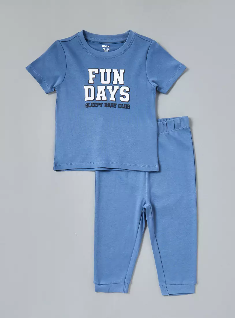 Pack of 2 - Printed Cotton Pyjama Set -2
