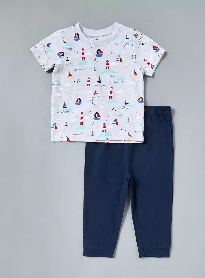 Pack of 2 - Printed Cotton Pyjama Set-3