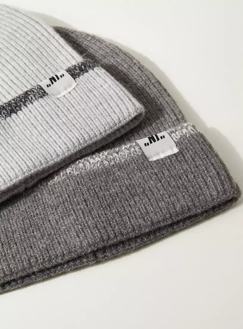 Pack of 2 - Ribbed Beanie Cap-3