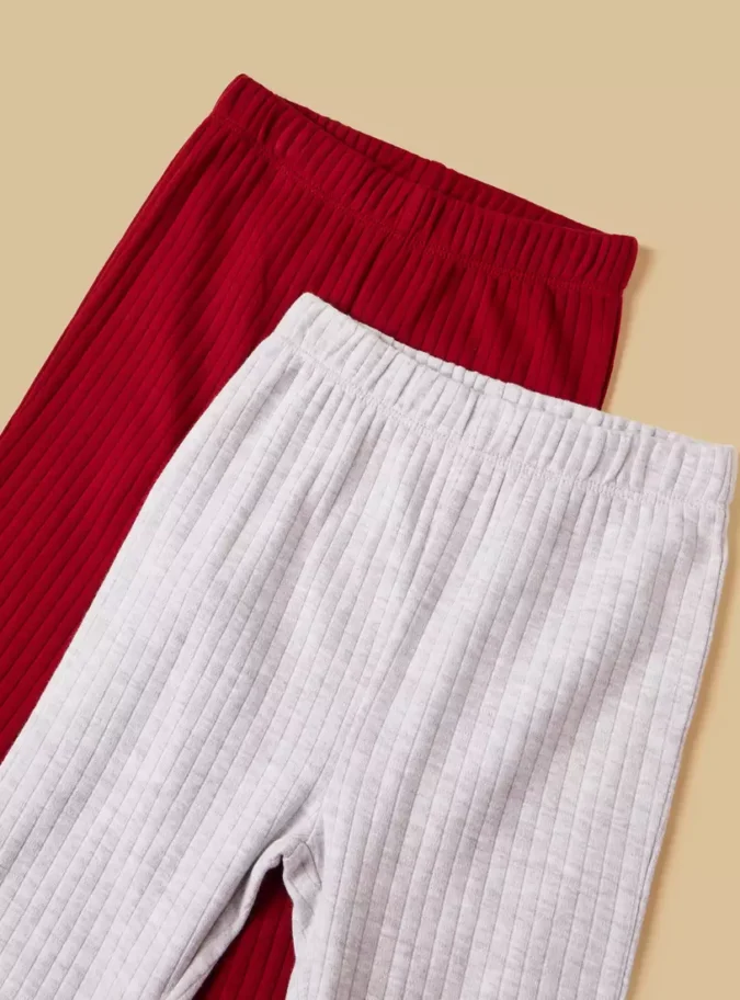 Pack of 2 - Slogan Print Ribbed Cotton Pyjama Set-2