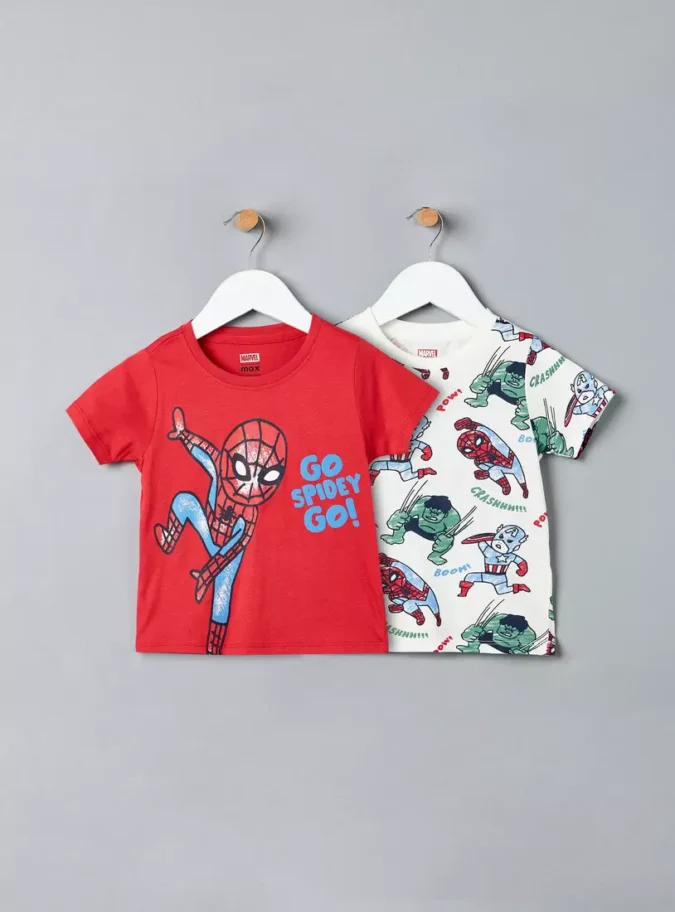 Pack of 2 - Spider-Man Print Cotton T-shirt-1
