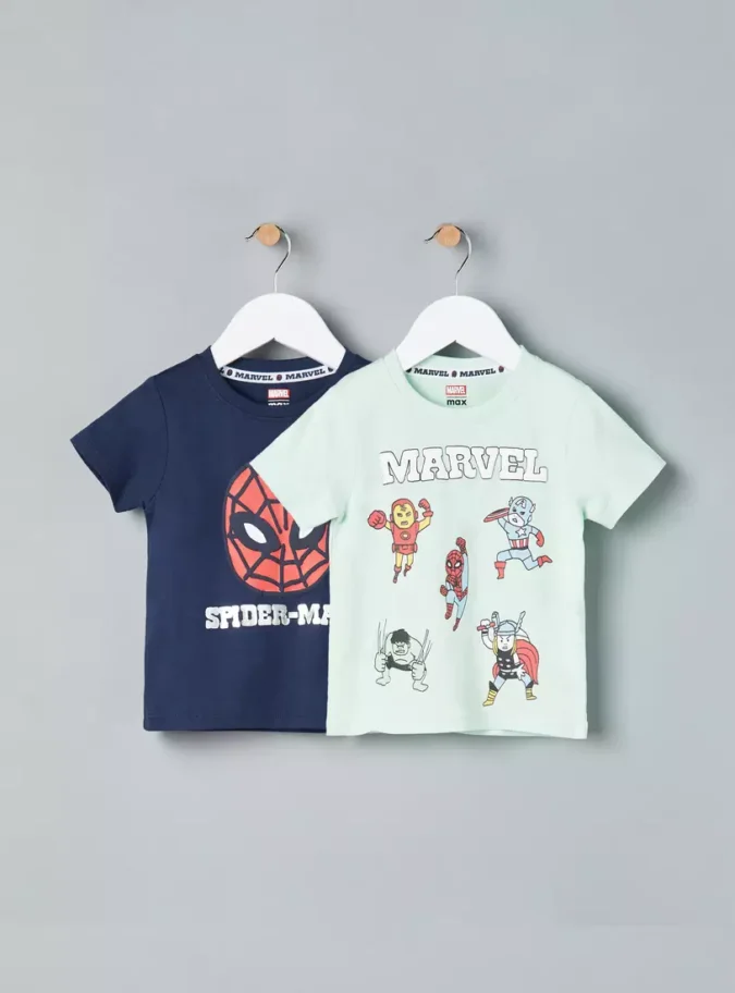 Pack of 2 - Spider-Man Print Cotton T-shirt-1