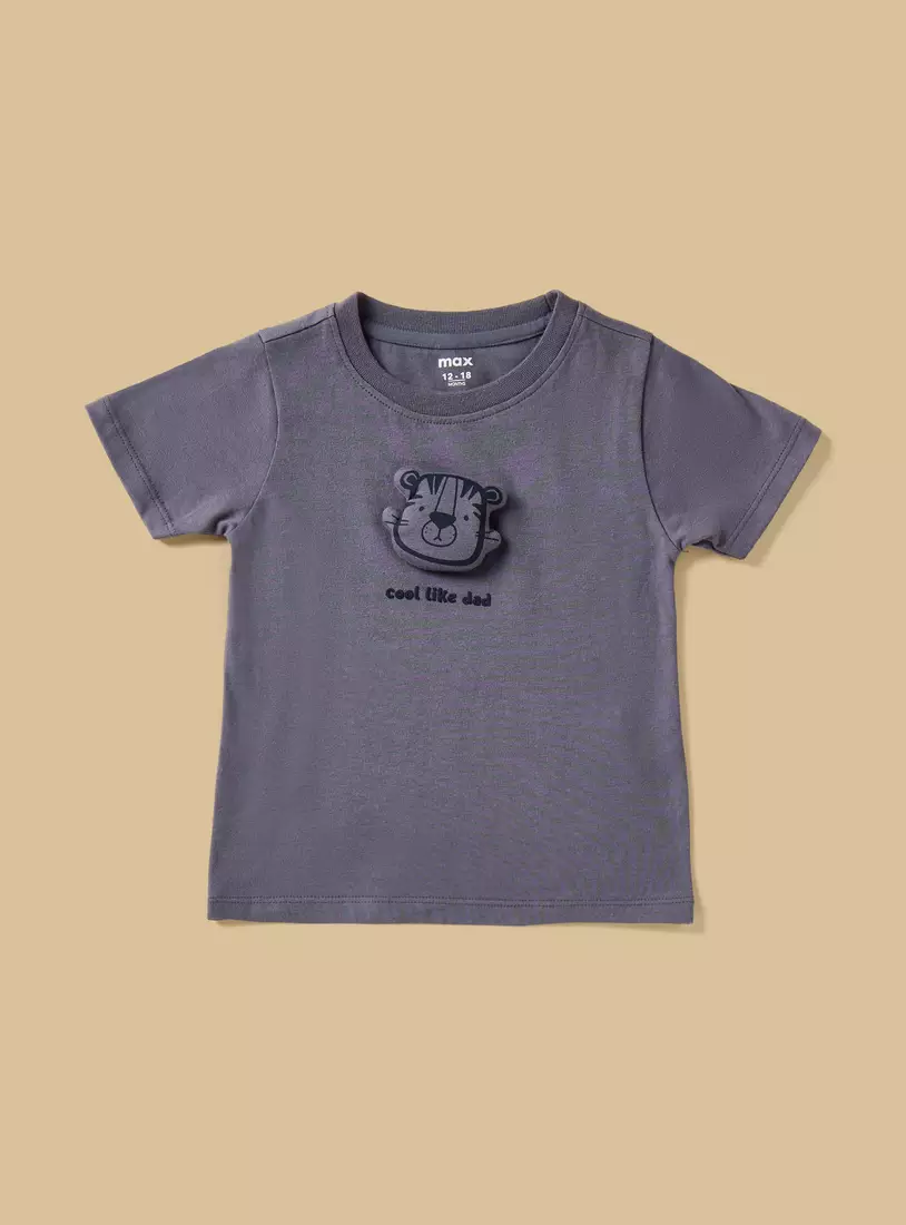 Pack of 3 - Applique Accent Cotton T-shirt-4