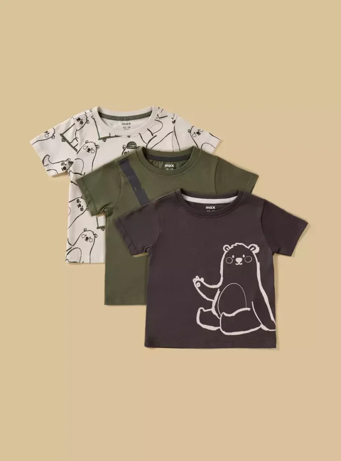 Pack of 3 - Bear Print Cotton T-shirt-1