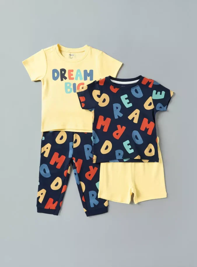 Pack of 4 - Printed T-shirts and Pyjamas-1