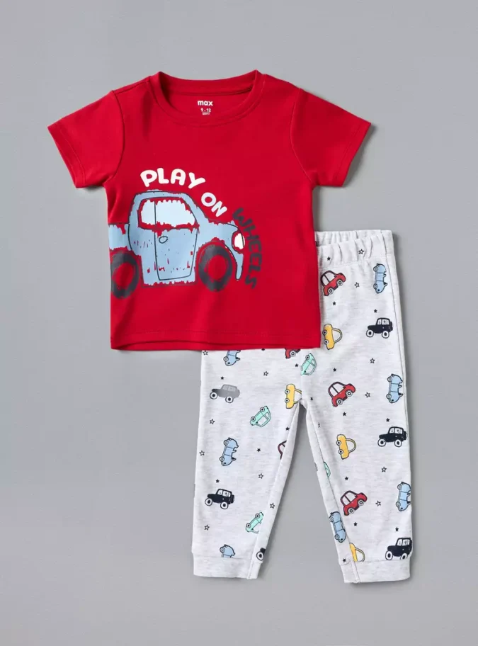 Pack of 4 - Printed T-shirts and Pyjamas-2