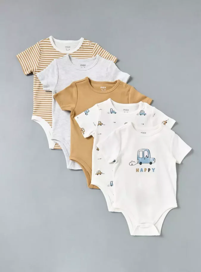 Pack of 5 - Assorted Cotton Bodysuit-1