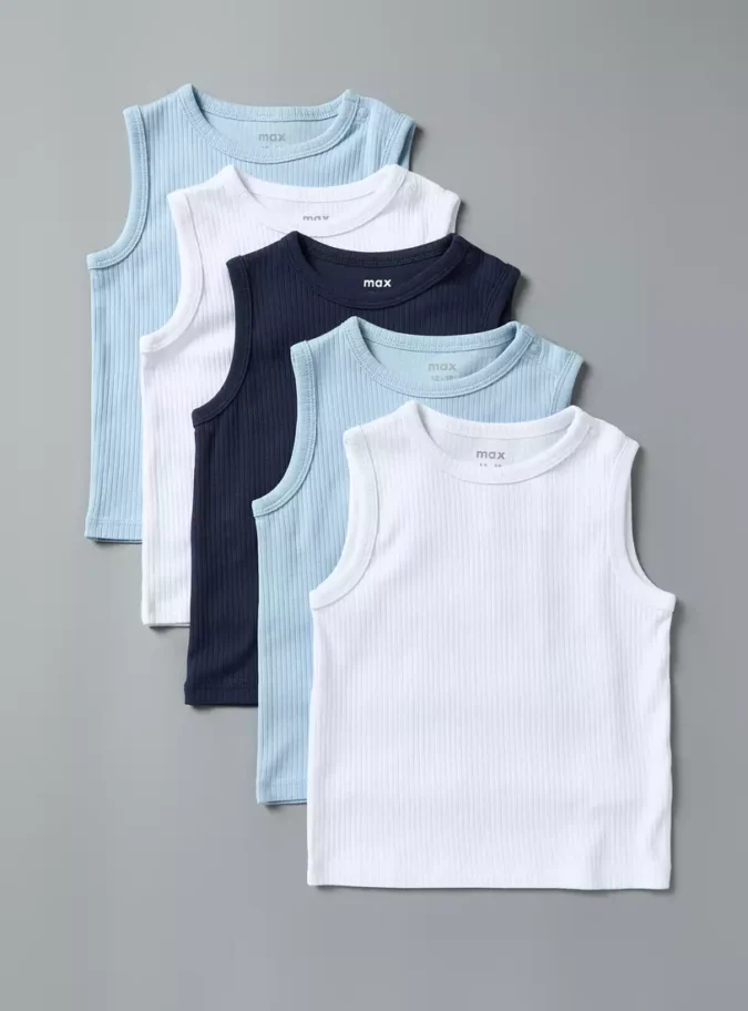 Pack of 5 - Ribbed Sleeveless T-shirt-1