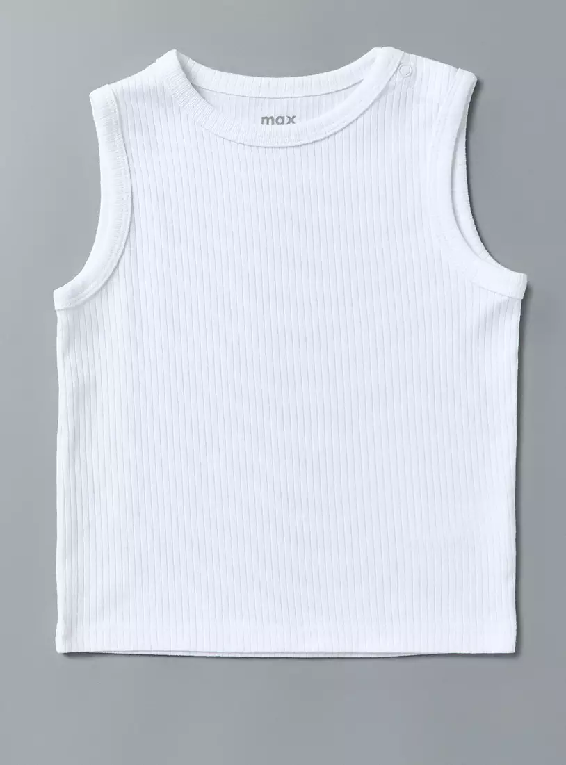 Pack of 5 - Ribbed Sleeveless T-shirt-2