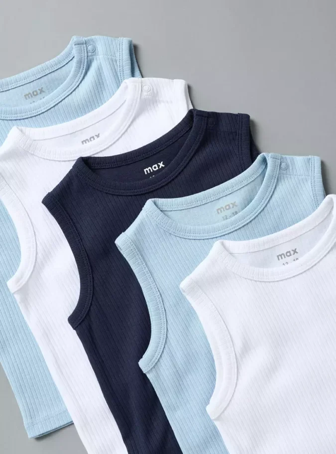 Pack of 5 - Ribbed Sleeveless T-shirt-3