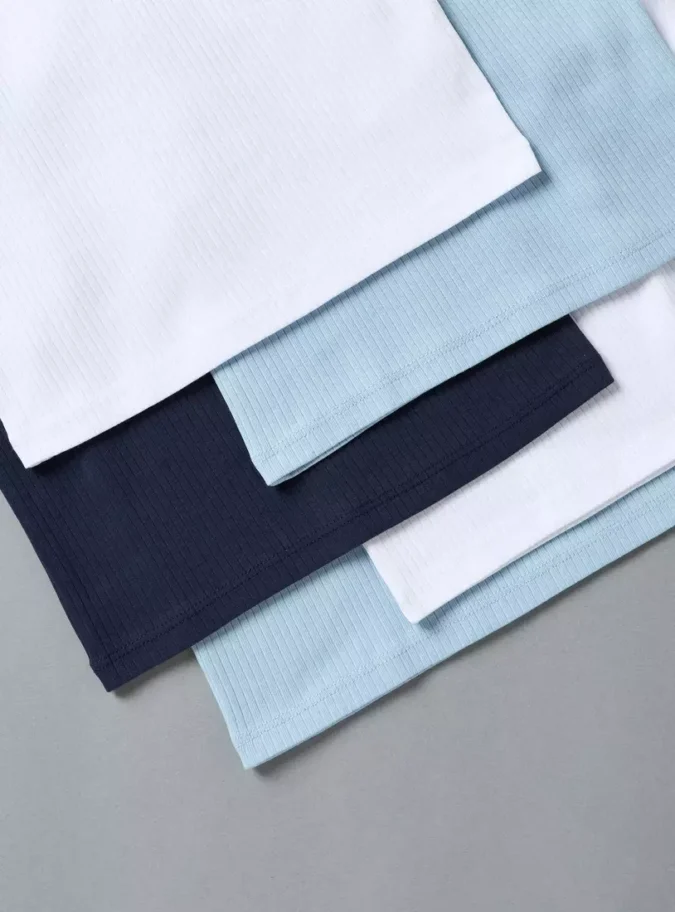 Pack of 5 - Ribbed Sleeveless T-shirt-4