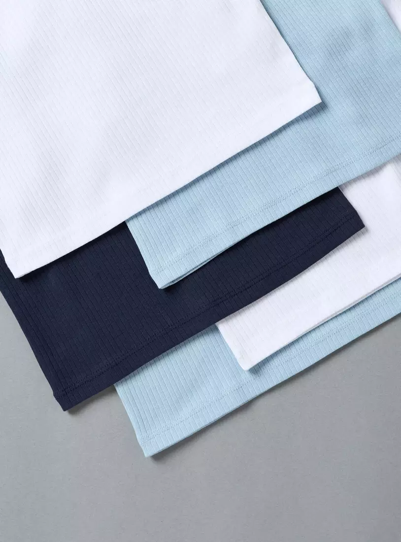 Pack of 5 - Ribbed Sleeveless T-shirt-4