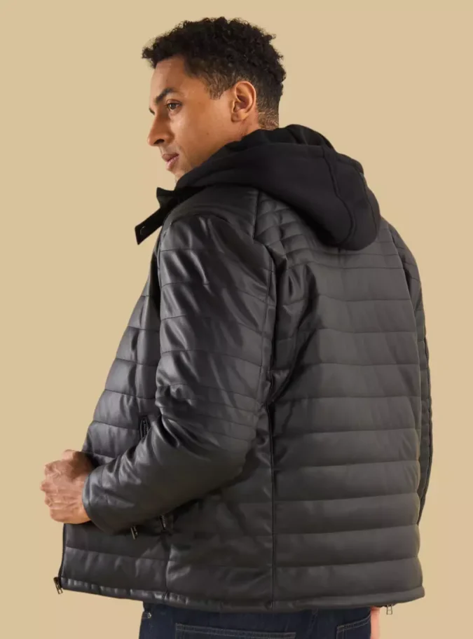Padded Hooded Biker Jacket-