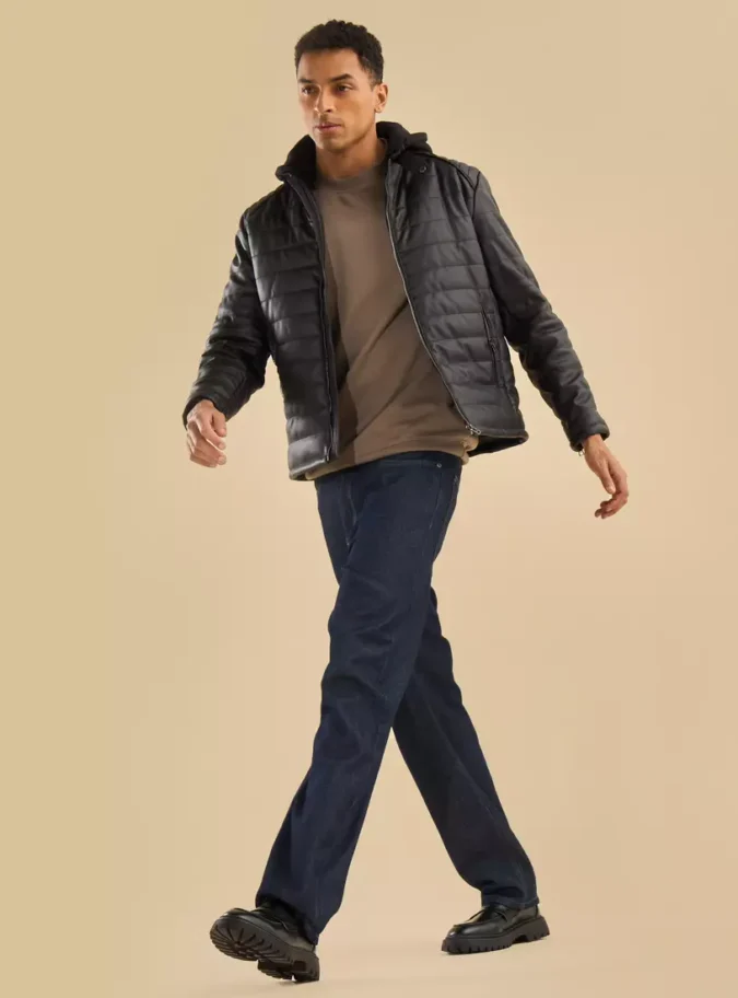 Padded Hooded Biker Jacket-4