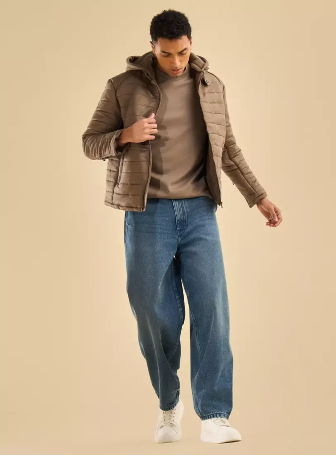 Padded Hooded Suede Biker Jacket-2