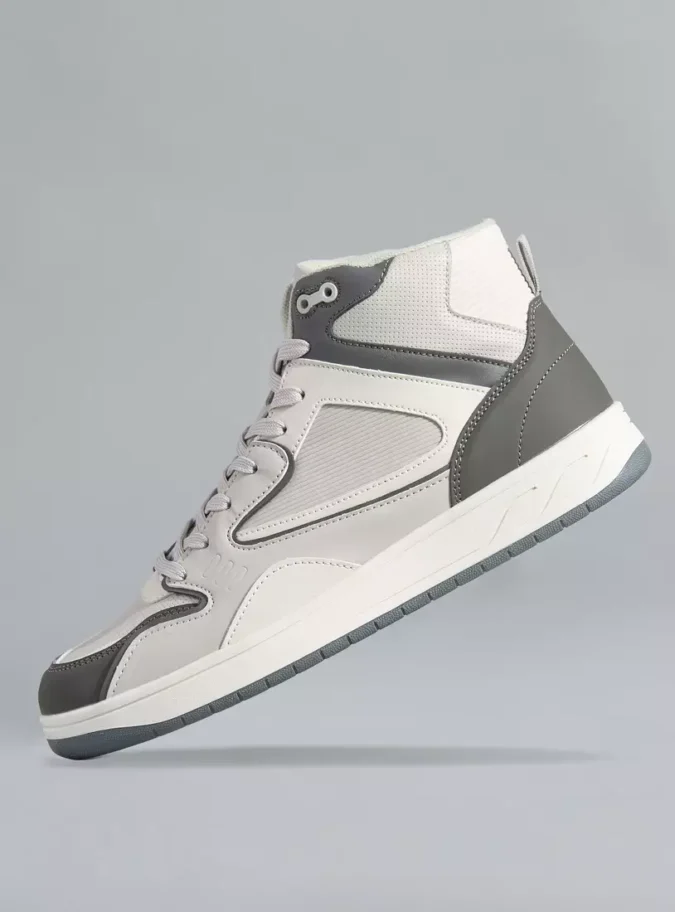 Panelled High Top Sneakers with Lace-Up Closure-1