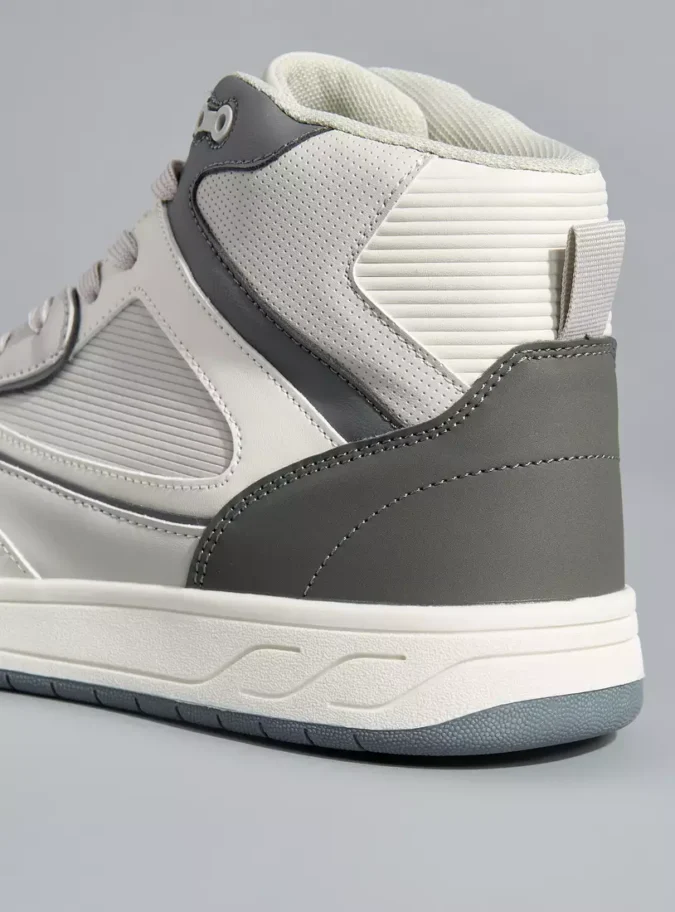Panelled High Top Sneakers with Lace-Up Closure-4
