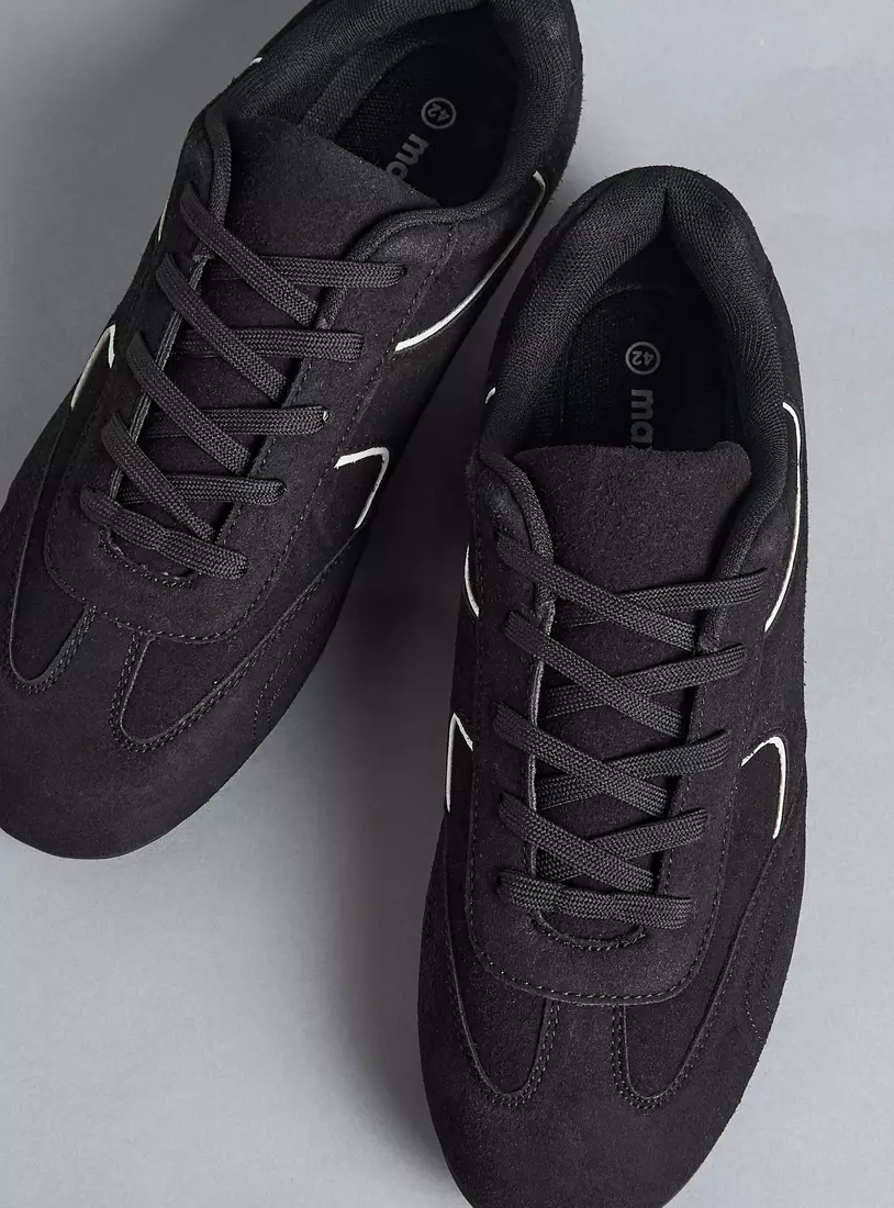 Panelled Lace-Up Sports Shoes-2