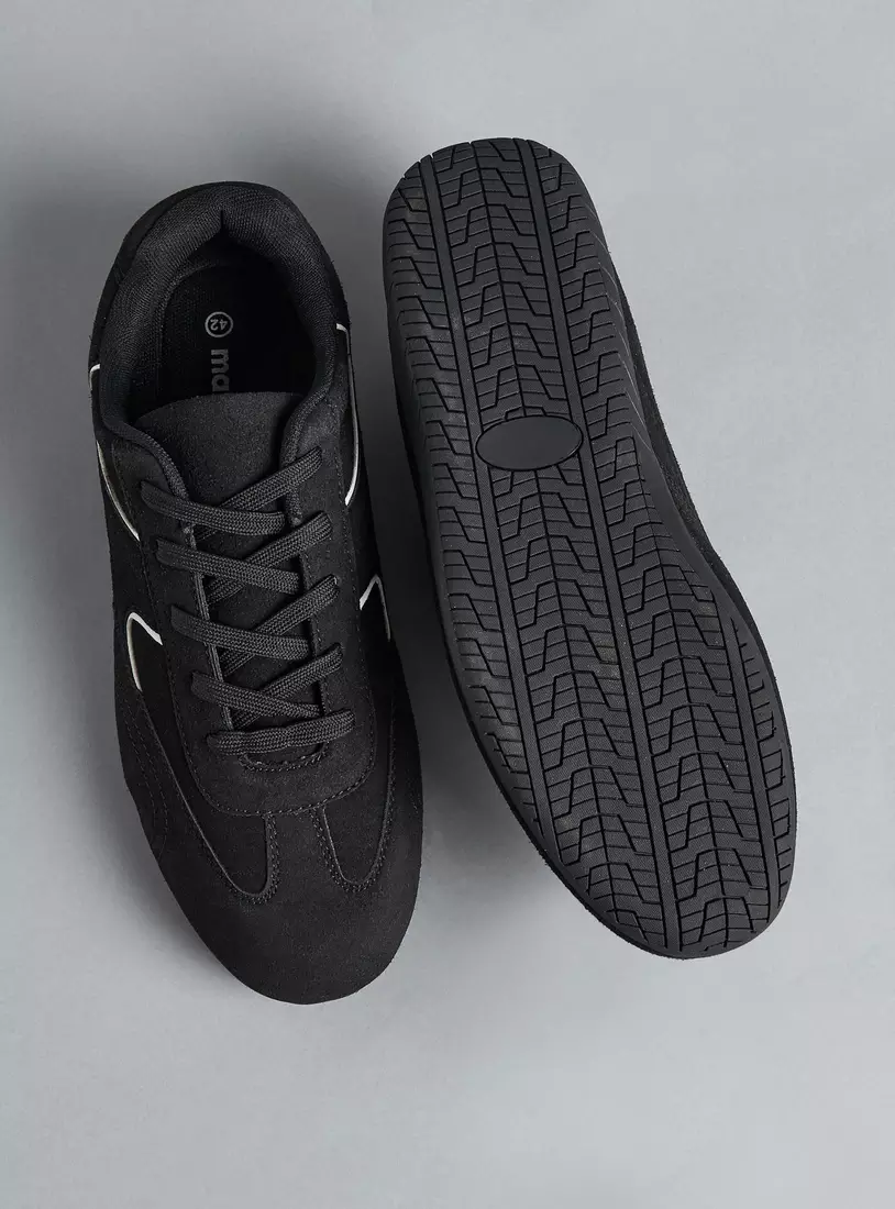 Panelled Lace-Up Sports Shoes-4