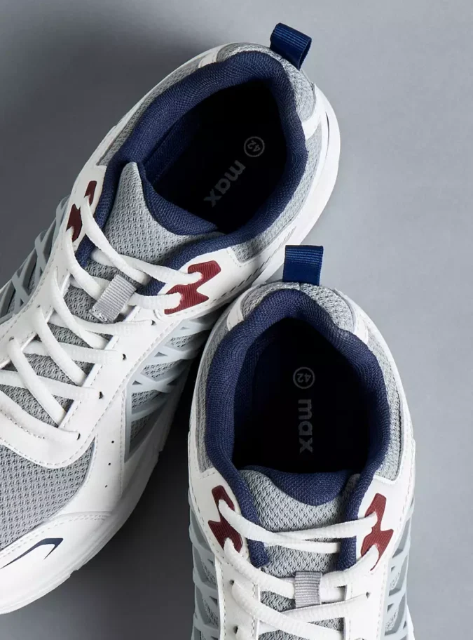 Panelled Lace-Up Sports Shoes with Pull Tabs-2