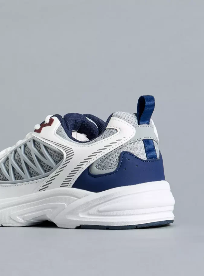 Panelled Lace-Up Sports Shoes with Pull Tabs-3